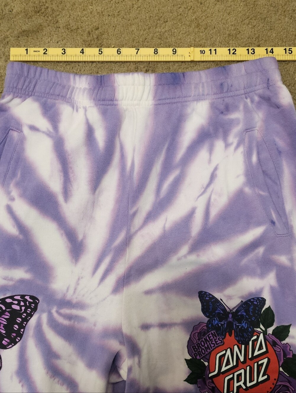 Santa Cruz Purple Butterfly Tie Dye Sweatpants - Picture 4 of 6